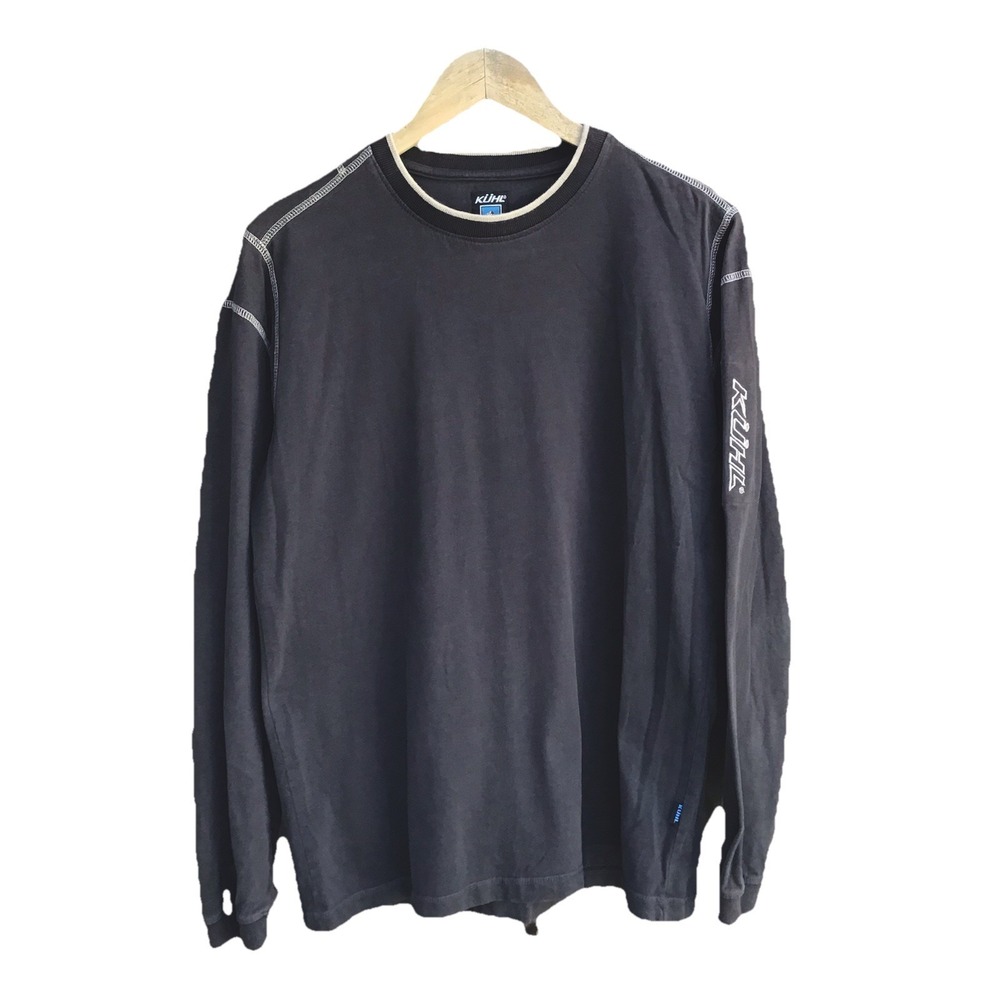 KUHL Kommando Long Sleeve Shirt Men's Medium Gray Organic Cotton Outdoor Crew